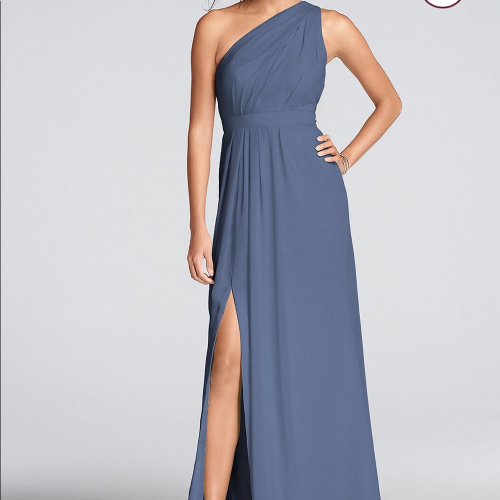 David’s bridal bridesmaid dress steel blue size 8